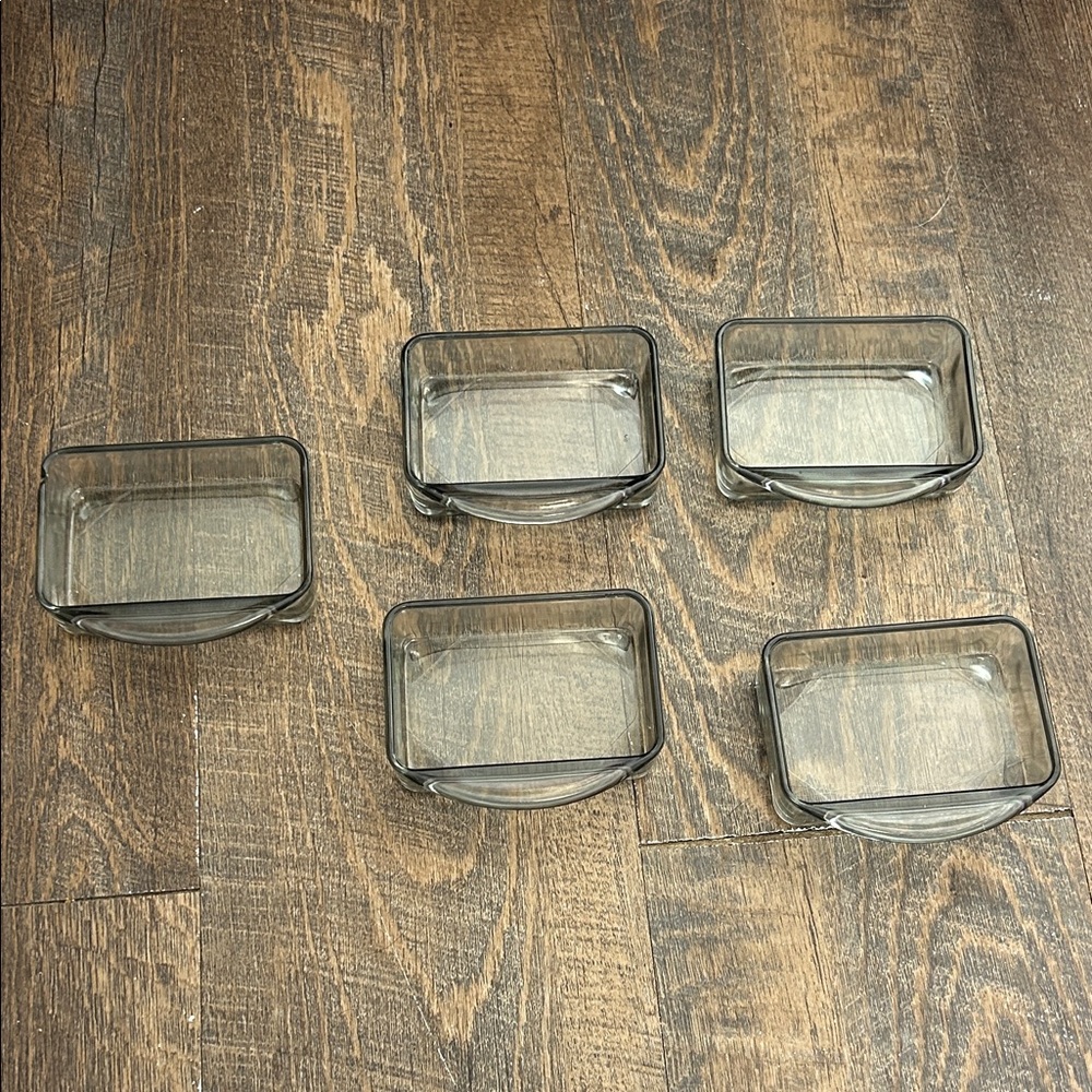 Set of 5 Mid-Century Danish Smokey Grey Cabaret Glass Bowls from Holmegaard 1960